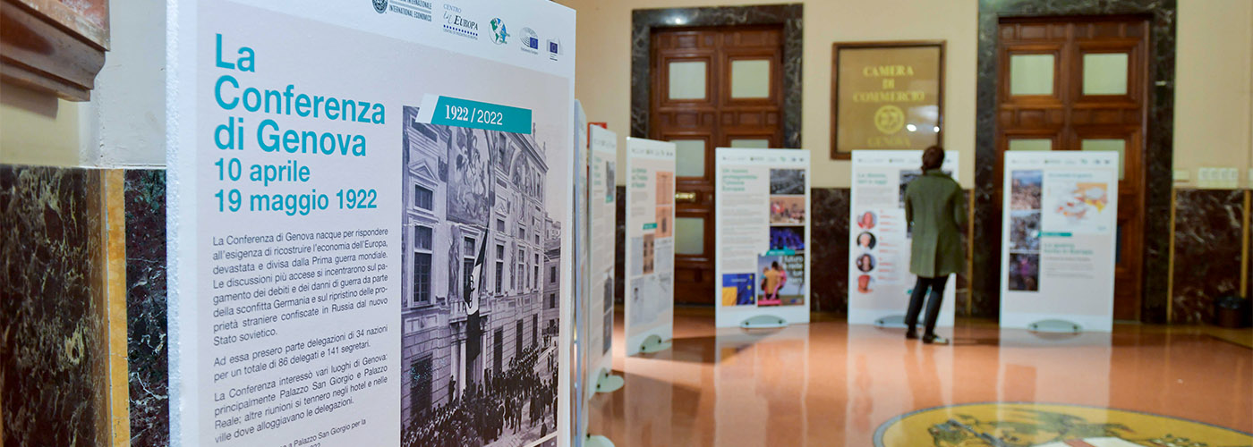 Mostra sulla Conferenza di Genova del 1922 allestita in occasione del convegno "Pace, sviluppo economico e ruolo dell’Unione Europea" del 7 aprile 2022